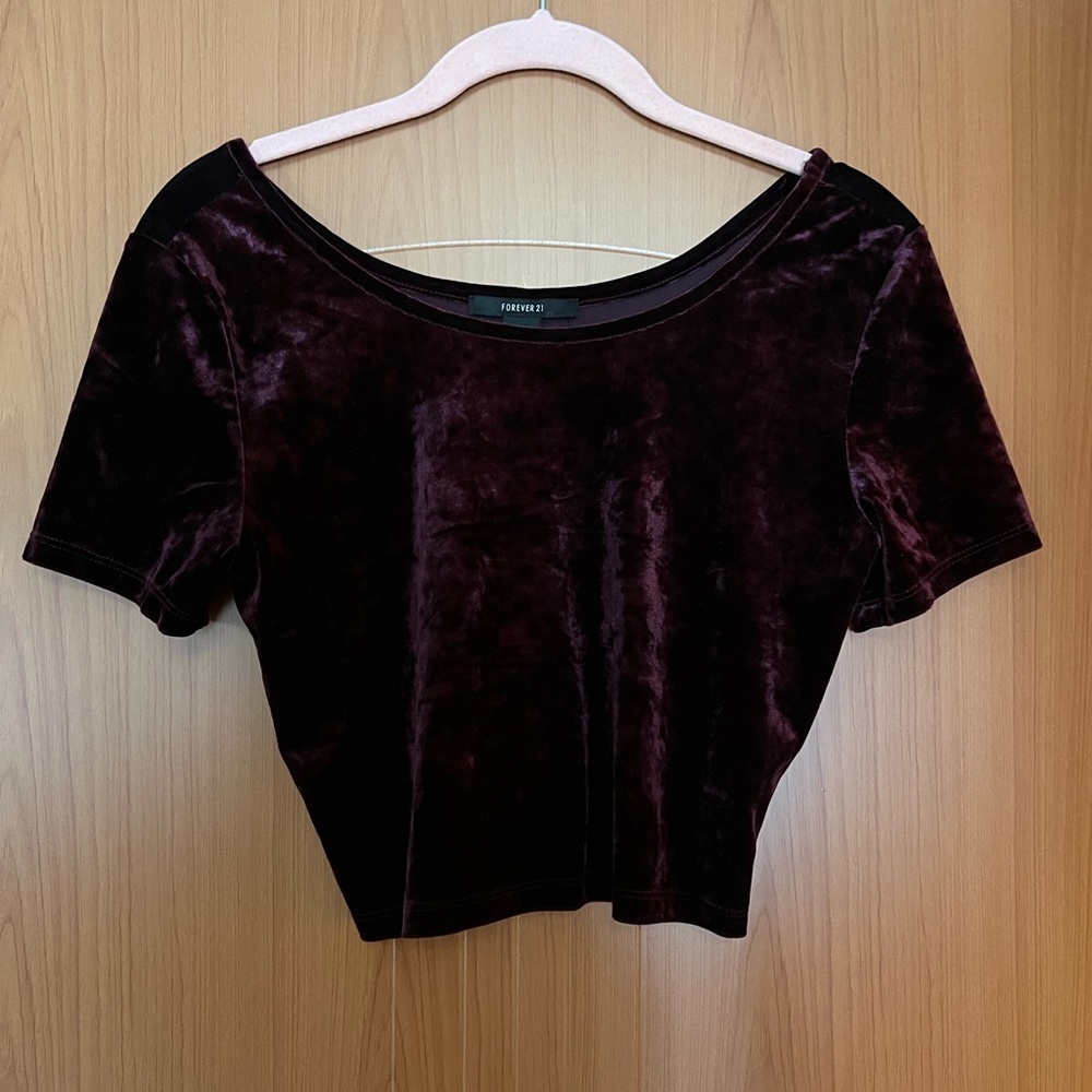 Velvet Crop Top - Wine - F21
